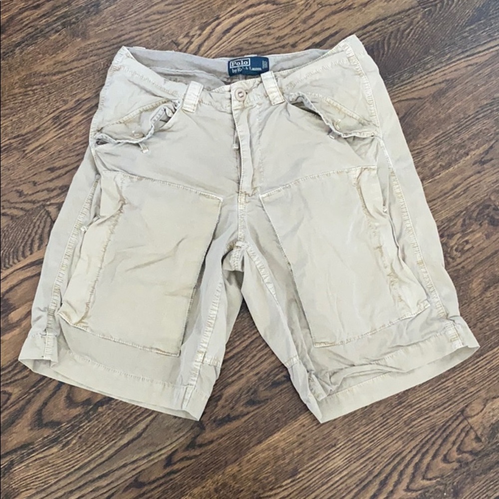 Polo tan cargo shorts